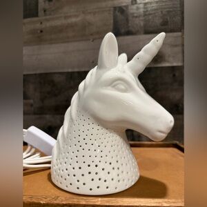 White Unicorn Ceramic Lamp